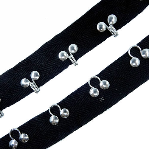 Hook and eye tape - black and silver