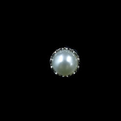 pearl button with silver metal outline
